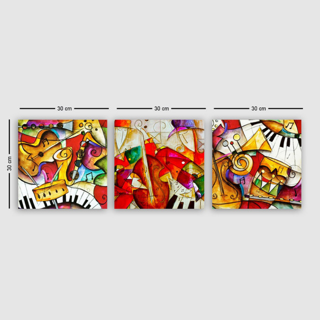 Set 3 tablouri multicolore din fibre naturale 30x30 cm Pedro The Home Collection