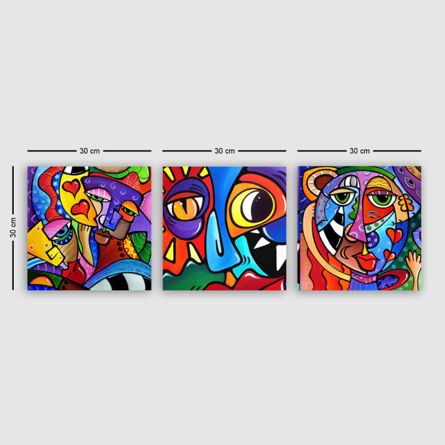 Set 3 tablouri multicolore din fibre naturale 30x30 cm Ribella The Home Collection