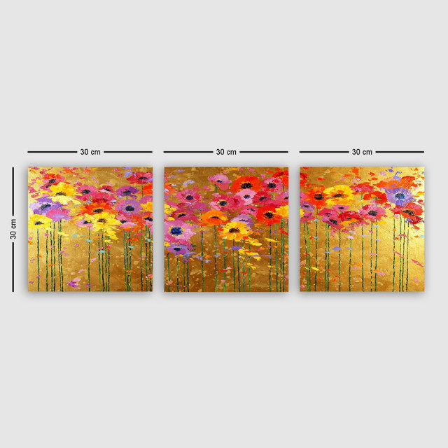 Set 3 tablouri multicolore din fibre naturale 30x30 cm Spring The Home Collection