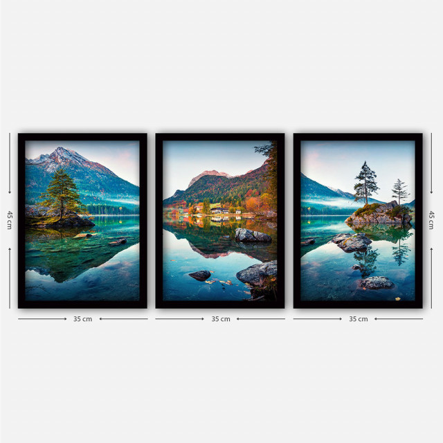 Set 3 tablouri multicolore din lemn 35x45 cm Creek The Home Collection