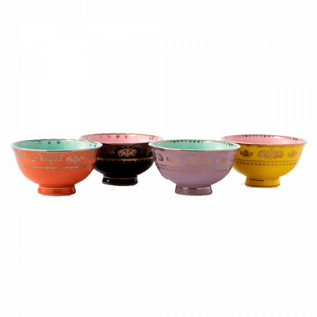 Set 4 boluri multicolore din ceramica 12 cm Grandpa Pols Potten