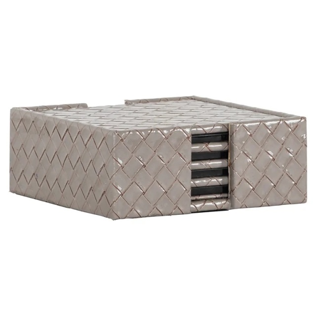 Set 4 coastere cu suport gri din sticla Vivi Richmond Interiors