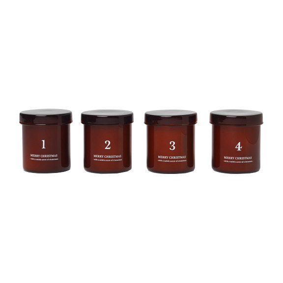 Set 4 lumanari parfumate maro din fibre naturale 6 cm Advent Ferm Living