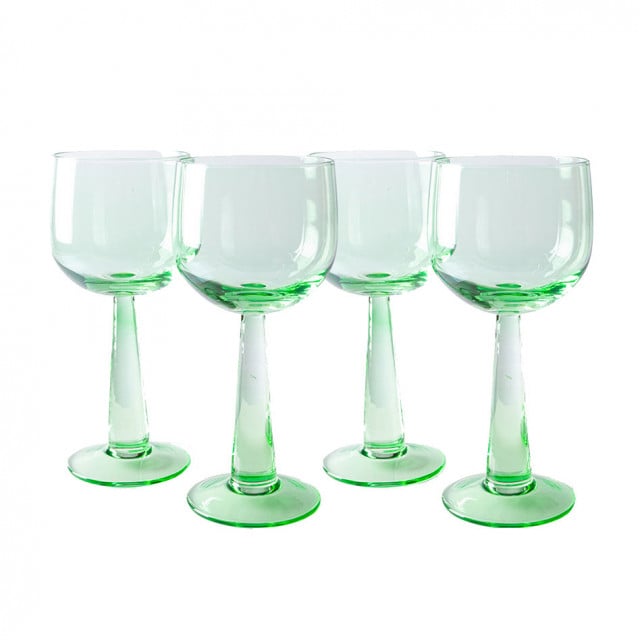 Set 4 pahare pentru vin verzi din sticla 200 ml Emerald HKliving