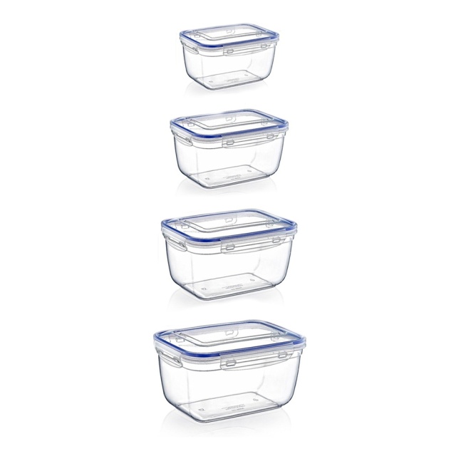 Set 4 recipiente cu capac transparente din plastic Frank Style The Home Collection