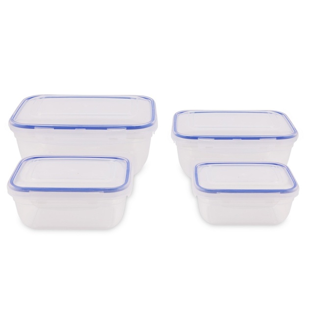 Set 4 recipiente cu capac transparente din plastic Frank The Home Collection