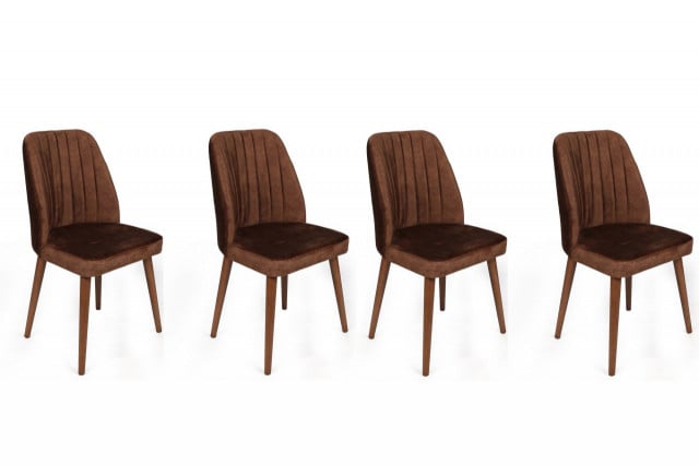 Set 4 scaune dining maro din catifea Alfa The Home Collection