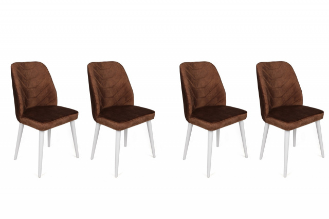 Set 4 scaune dining maro inchis/albe din catifea Dallas The Home Collection