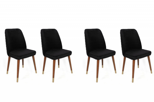 Set 4 scaune dining negre/maro din catifea Hugo The Home Collection