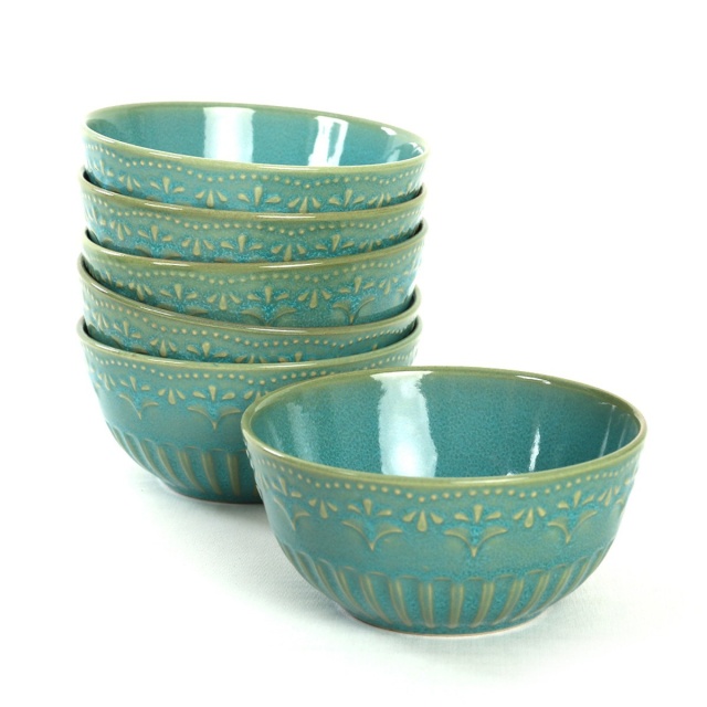 Set 6 boluri turcoaz din ceramica 16 cm Oko The Home Collection
