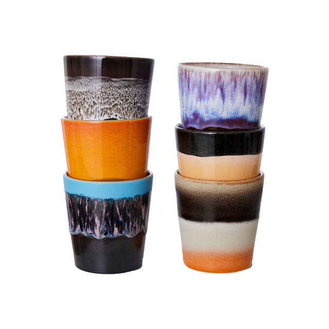 Set 6 cesti multicolore din ceramica 180 ml Stellar HKliving