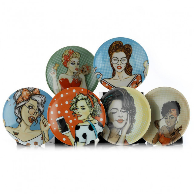 Set 6 farfurii pentru desert multicolore din ceramica Larsa The Home Collection