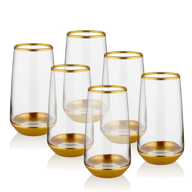 Set 6 pahare aurii din sticla 480 ml Columbia Big The Home Collection