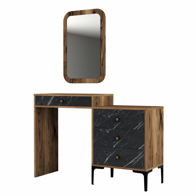 Set comoda cu oglinda maro/neagra din lemn Lizbon The Home Collection