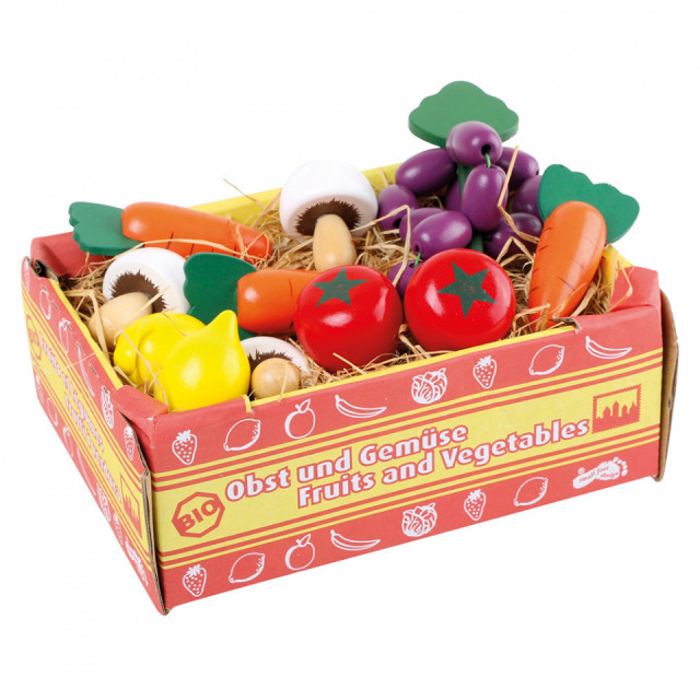 Set de joaca 12 piese din lemn Box with Vegetables Small Foot