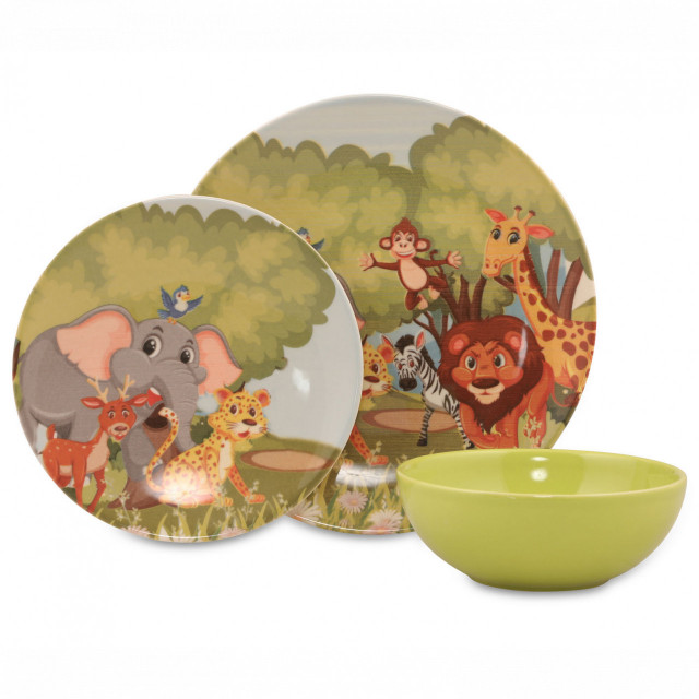 Set de masa 3 piese multicolore din ceramica Animals The Home Collection