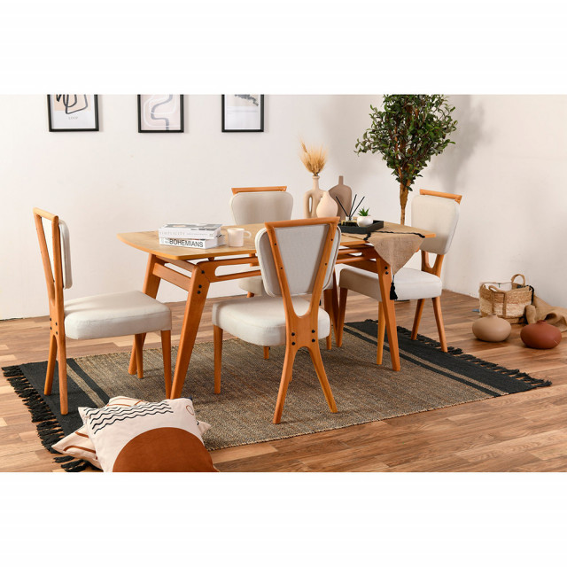 Set masa dining cu 4 scaune maro/crem din lemn Palace The Home Collection