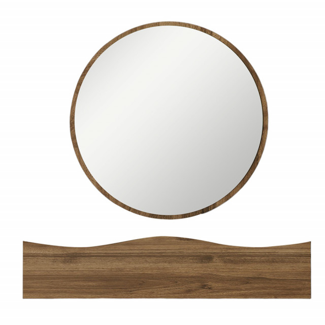 Set oglinda cu raft maro inchis din lemn Princesse The Home Collection