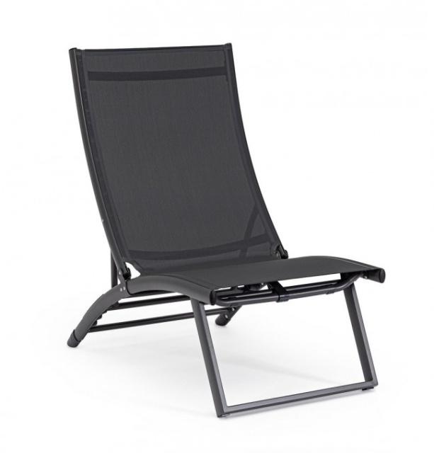 Sezlong gri inchis/carbune din textil Taylor Lounge Bizzotto