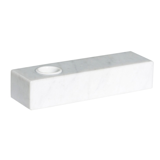 Suport lumanare alb din marmura 3 cm Brick Hubsch