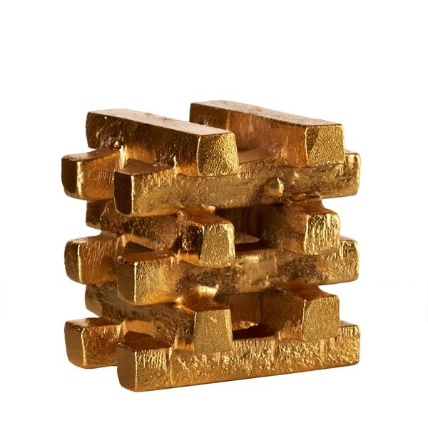 Suport lumanare auriu din metal 7 cm Bars S Pols Potten