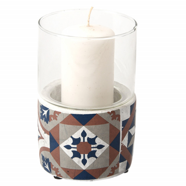 Suport lumanare multicolor din ciment 18 cm Portuguese Esschert Design