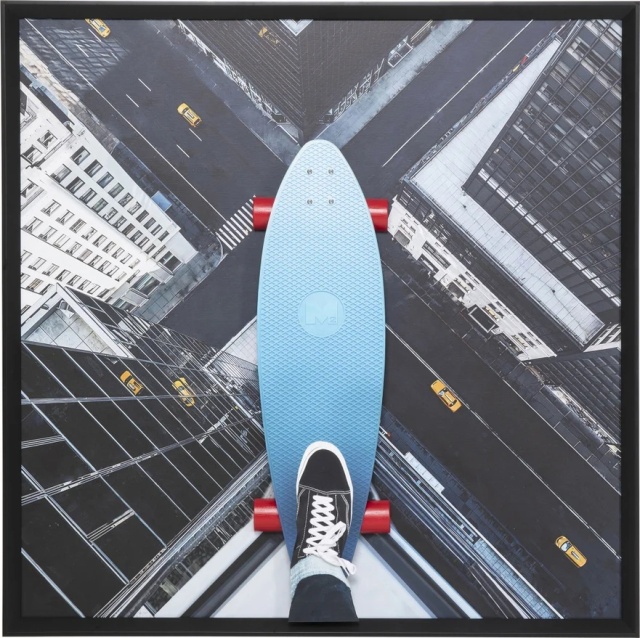 Tablou multicolor din lemn 149x149 cm Skyline Skater Kare