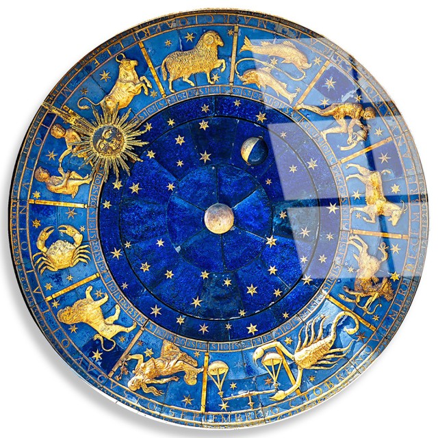 Tablou multicolor din sticla 30 cm Horoscope The Home Collection
