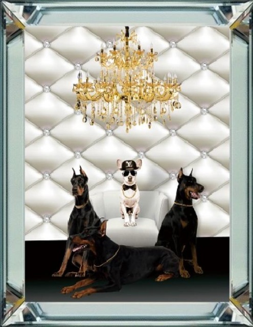 Tablou multicolor din sticla 50x60 cm Four Dogs Ter Halle