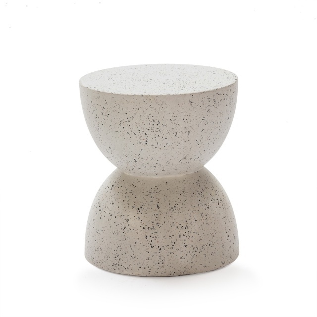 Taburet decorativ alb din ciment 40 cm Terra Thai Natura