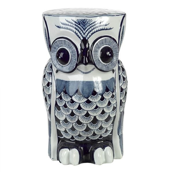 Taburet decorativ albastru din ceramica 24x26 cm Owl Pols Potten