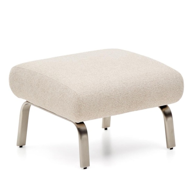 Taburet dreptunghiular bej din textil 55x68 cm Amsen Kave Home