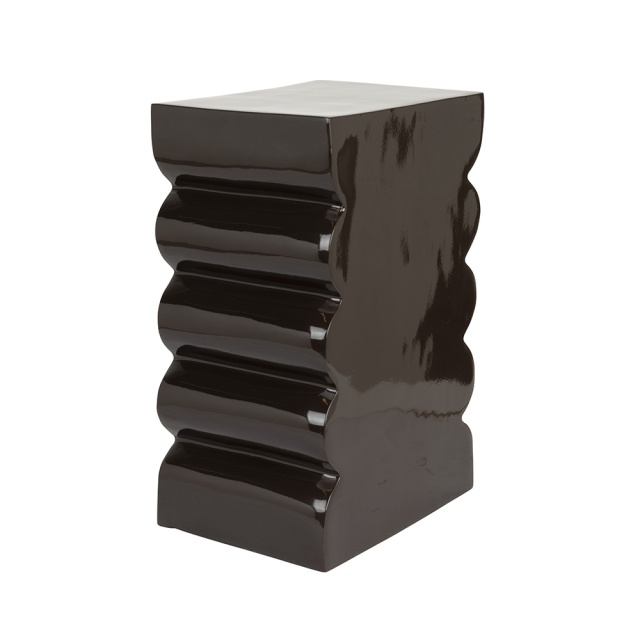 Taburet dreptunghiular maro din metal 21x30 cm Curves Shiny Zuiver