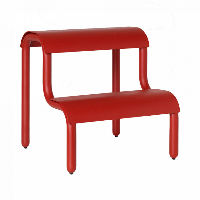 Taburet dreptunghiular rosu din metal 34x36 cm Up Step Ferm Living