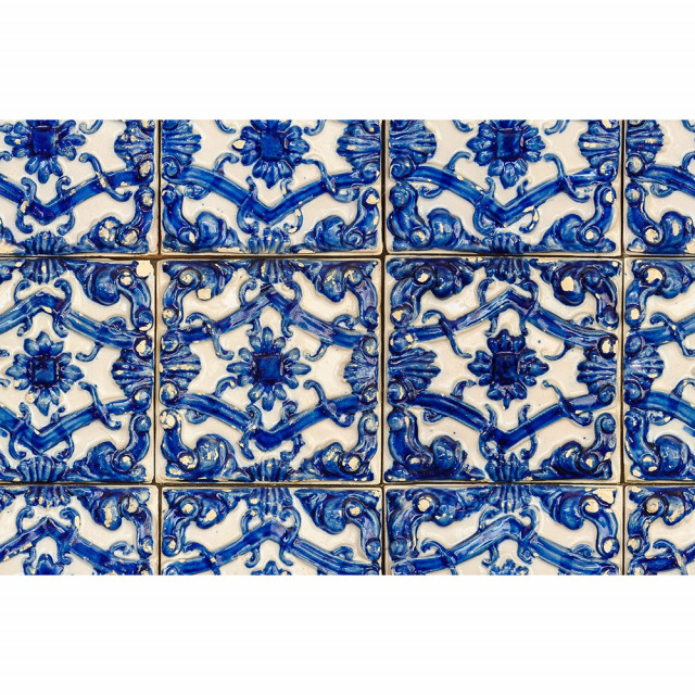 Tapet albastru din hartie cu fibre de nailon Artisan Tiles Rebel Walls