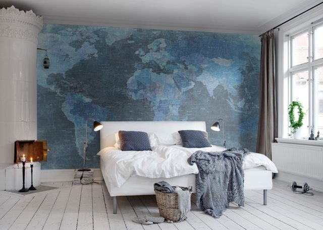 Tapet din hartie World Map Blue Rebel Walls