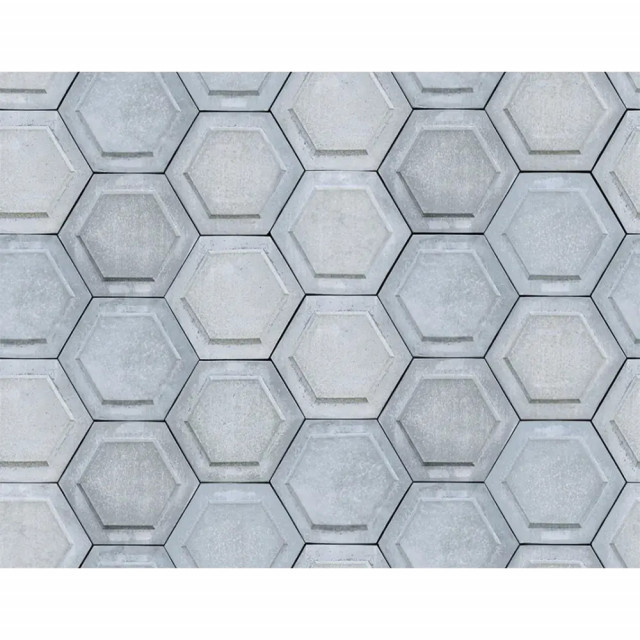 Tapet gri/albastru din hartie cu fibre de nailon Concrete Hexagon Rebel Walls