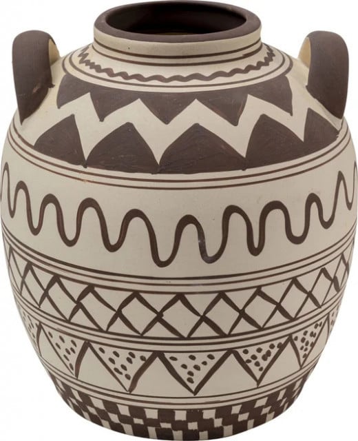 Vaza decorativa maro/alba din ceramica 20 cm Boho Kare