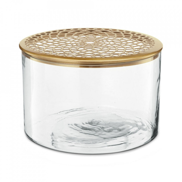 Vaza transparenta/aurie din sticla si metal 13 cm Aimee Vtwonen