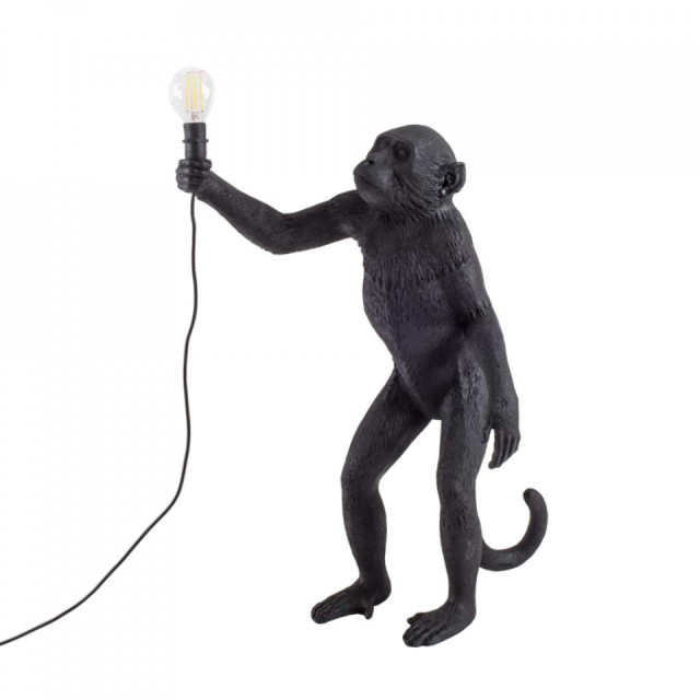 Veioza neagra din fibre naturale 54 cm The Monkey Standing Outdoor Seletti