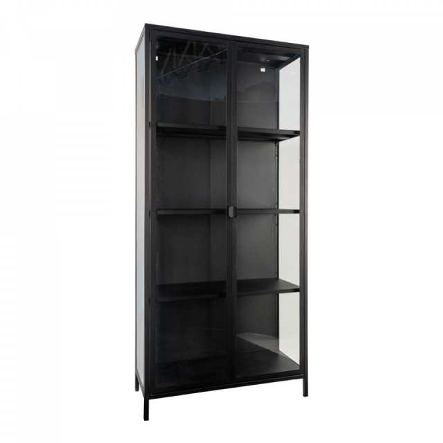 Vitrina neagra din sticla si otel 175 cm Brisbane House Nordic