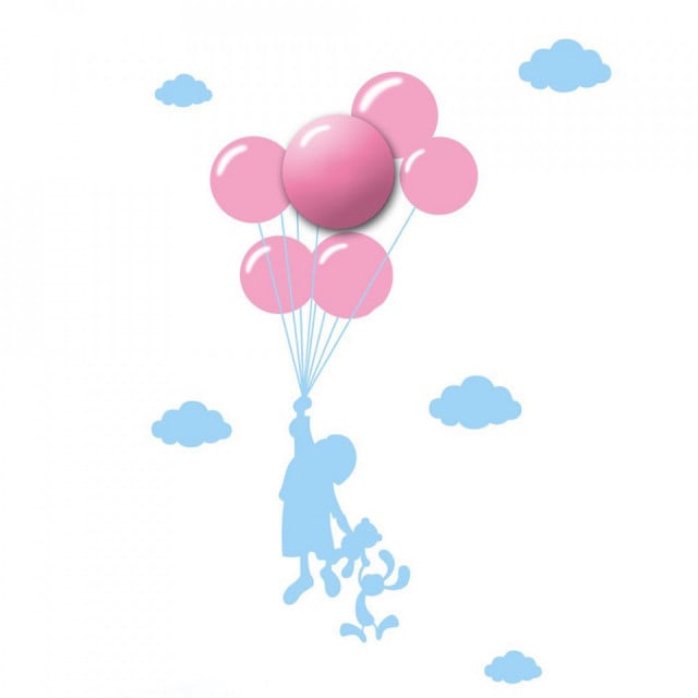 Aplica roz/albastra din plastic Sticker Balloons Milagro Lighting