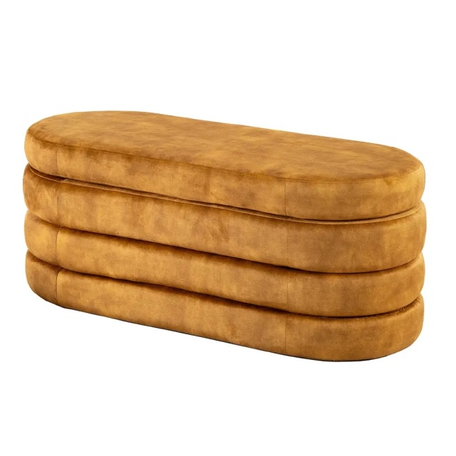 Bancheta galben mustar din catifea 113 cm Voque The Home Collection