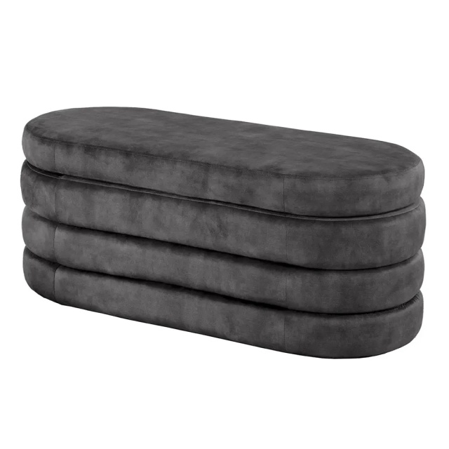 Bancheta gri din catifea 113 cm Voque The Home Collection