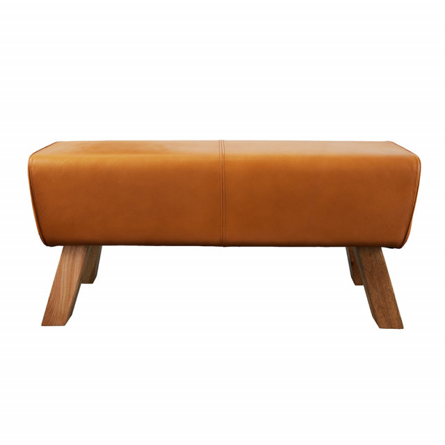 Bancheta maro din piele 100 cm Turnbock The Home Collection