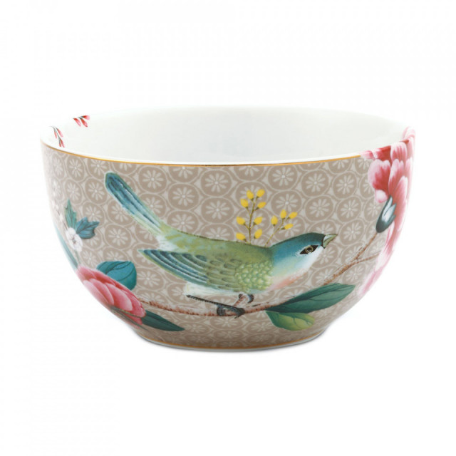 Bol multicolor din ceramica 12 cm Blushing Birds Khaki Pip Studio