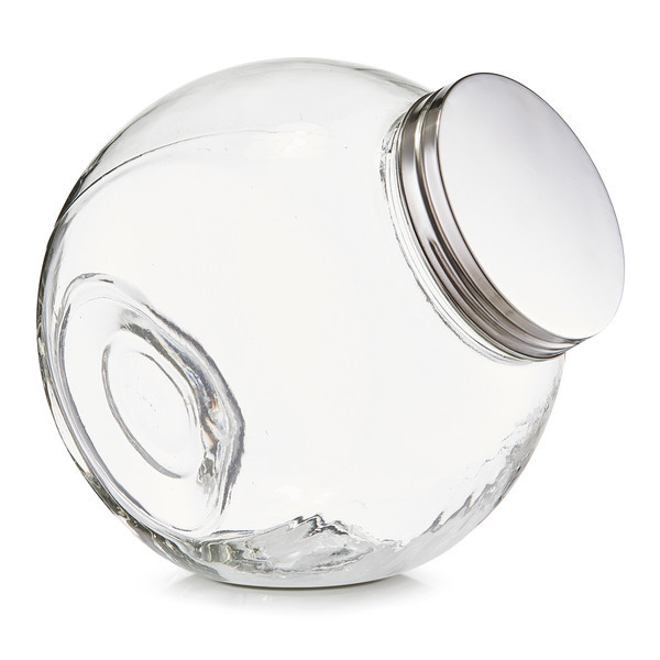 Borcan cu capac transparent/argintiu din sticla si metal 2,2 L Candy Jar XL Zeller