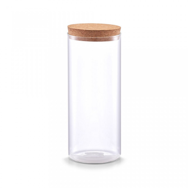 Borcan cu capac transparent/maro din sticla si fibre naturale 1,4 L Storage Jar Cork Big Zeller