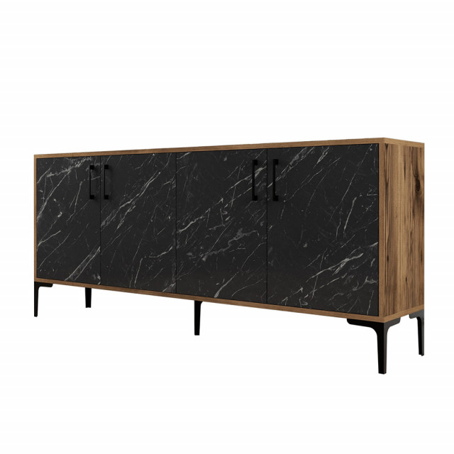 Bufet inferior negru/maro 180 cm Kiev Marble The Home Collection