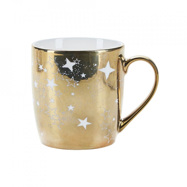 Cana alba/aurie din ceramica 8x9 cm Stars Anne Miss Etoile